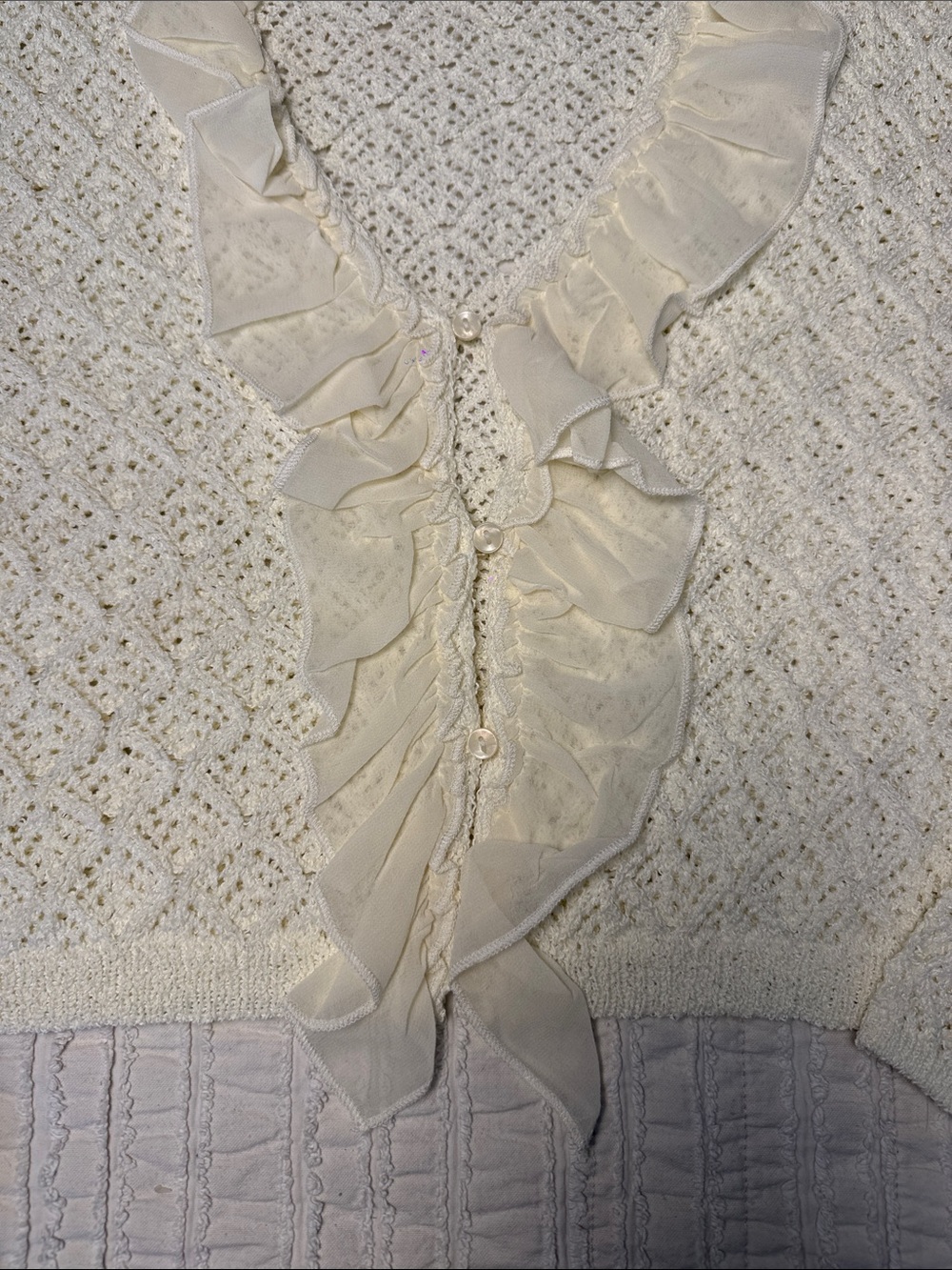 Pink Lily Ruffle-Front Knit Cardigan - L - Picture 6 of 8